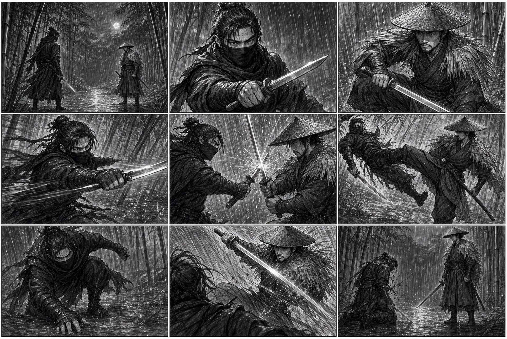 听雨问刀分镜线稿
